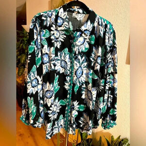 Free People floral button down shirt size S